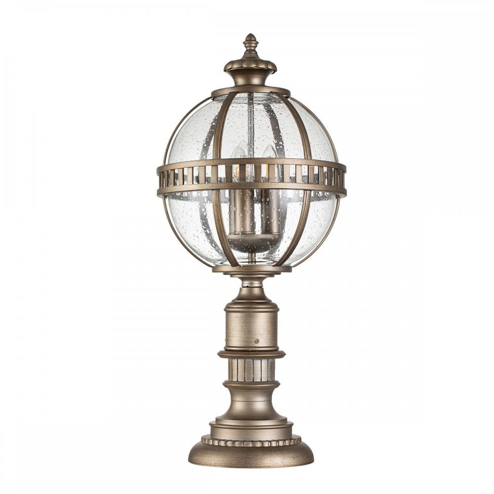 Kichler KL-HALLERON-3M-BU Halleron 3 Light Pedestal Lantern Burnished Bronze