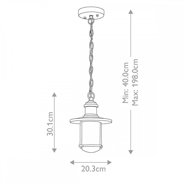 Kichler KL-RIVERWOOD8-M Riverwood 8" Chain Lantern Weathered Zinc