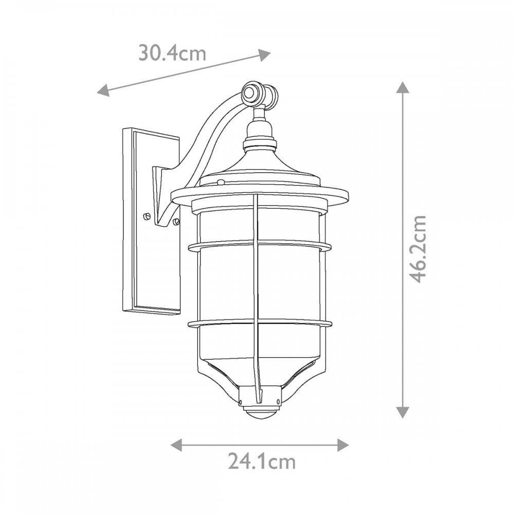 Kichler KL-ROYAL-MARINE2-M Royal Marine 1 Light Medium Wall Lantern Distressed Black