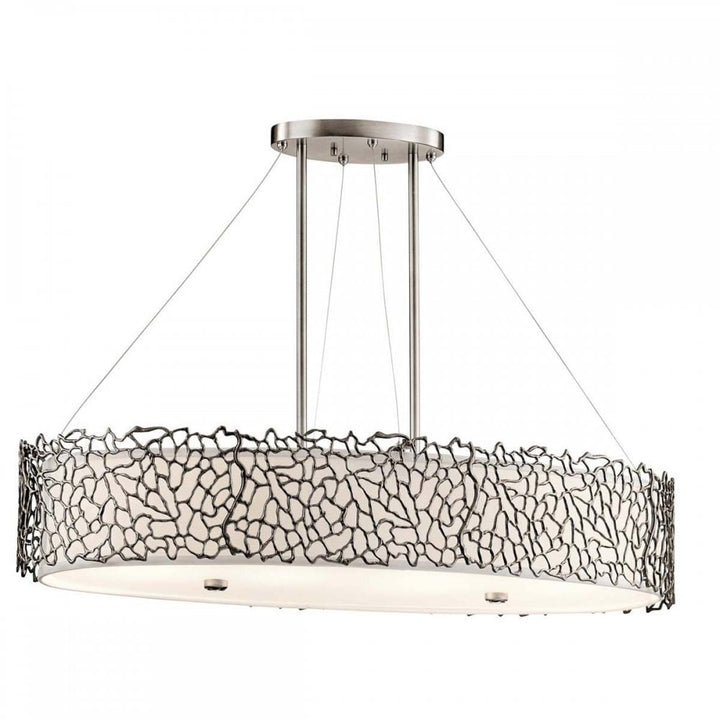 Kichler KL-SILVER-CORAL-ISLE Silver Coral 4 Light Oval Island Light Classic Pewter