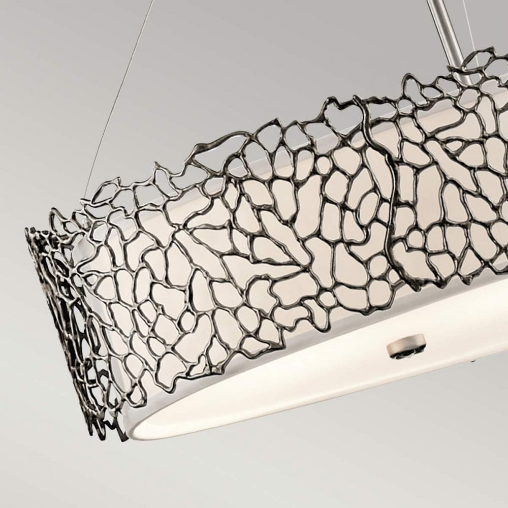 Kichler KL-SILVER-CORAL-ISLE Silver Coral 4 Light Oval Island Light Classic Pewter