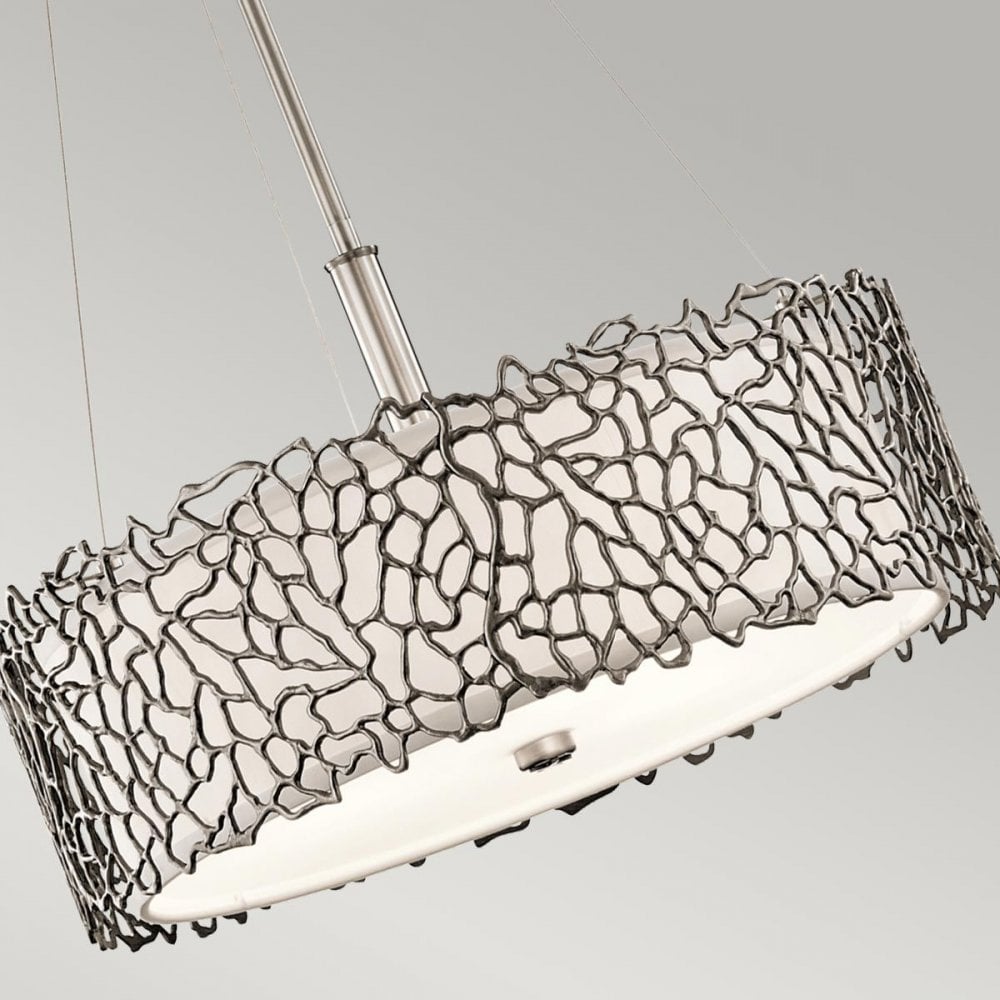 Kichler KL-SILVER-CORAL-P-A Silver Coral 3 Light Duo-Mount Pendant Classic Pewter