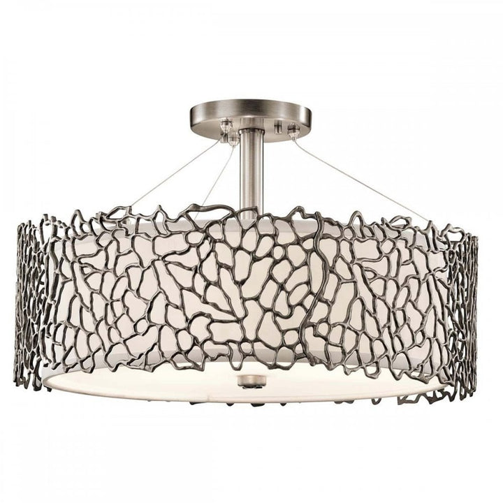 Kichler KL-SILVER-CORAL-P-A Silver Coral 3 Light Duo-Mount Pendant Classic Pewter