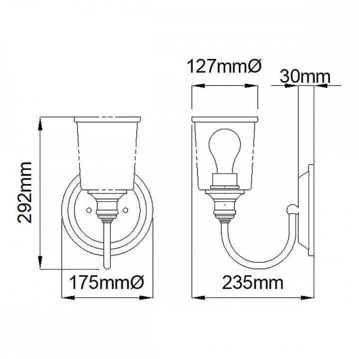 Kichler KL-WAVERLY1-NBR Waverly 1 Light Wall Light Natural Brass