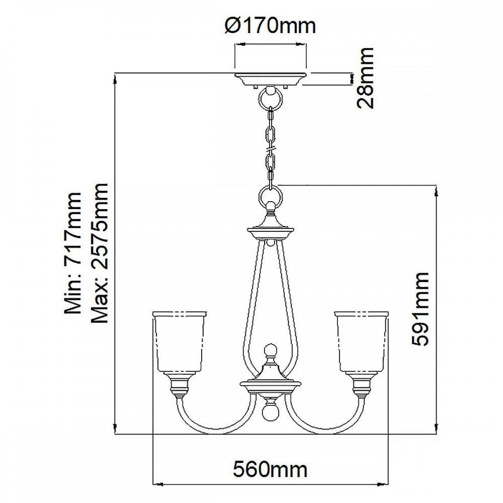 Kichler KL-WAVERLY3-NBR Waverly 3 Light Chandelier Natural Brass