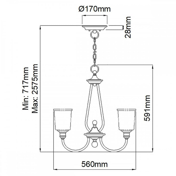 Kichler KL-WAVERLY3-NBR Waverly 3 Light Chandelier Natural Brass