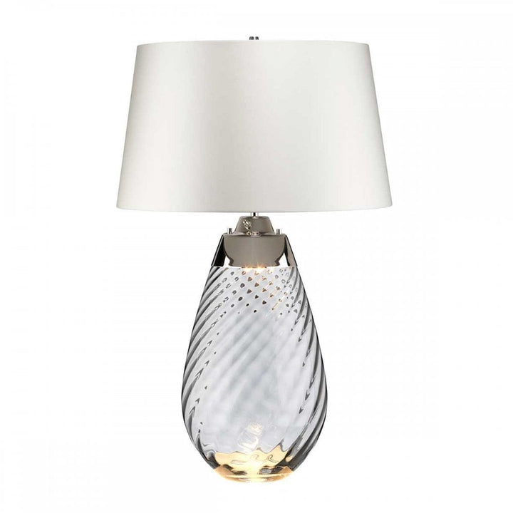 Elstead LENA-TL-L-SMOKE-OWSS Lena 2 Light Large Smoke Table Lamp with Off-white Shade Smoke-tinted Glass / Off-White Shade
