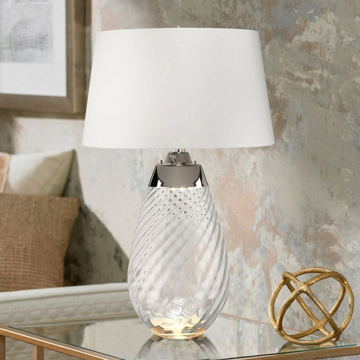 Elstead LENA-TL-L-SMOKE-OWSS Lena 2 Light Large Smoke Table Lamp with Off-white Shade Smoke-tinted Glass / Off-White Shade