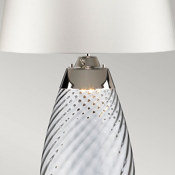 Elstead LENA-TL-L-SMOKE-OWSS Lena 2 Light Large Smoke Table Lamp with Off-white Shade Smoke-tinted Glass / Off-White Shade