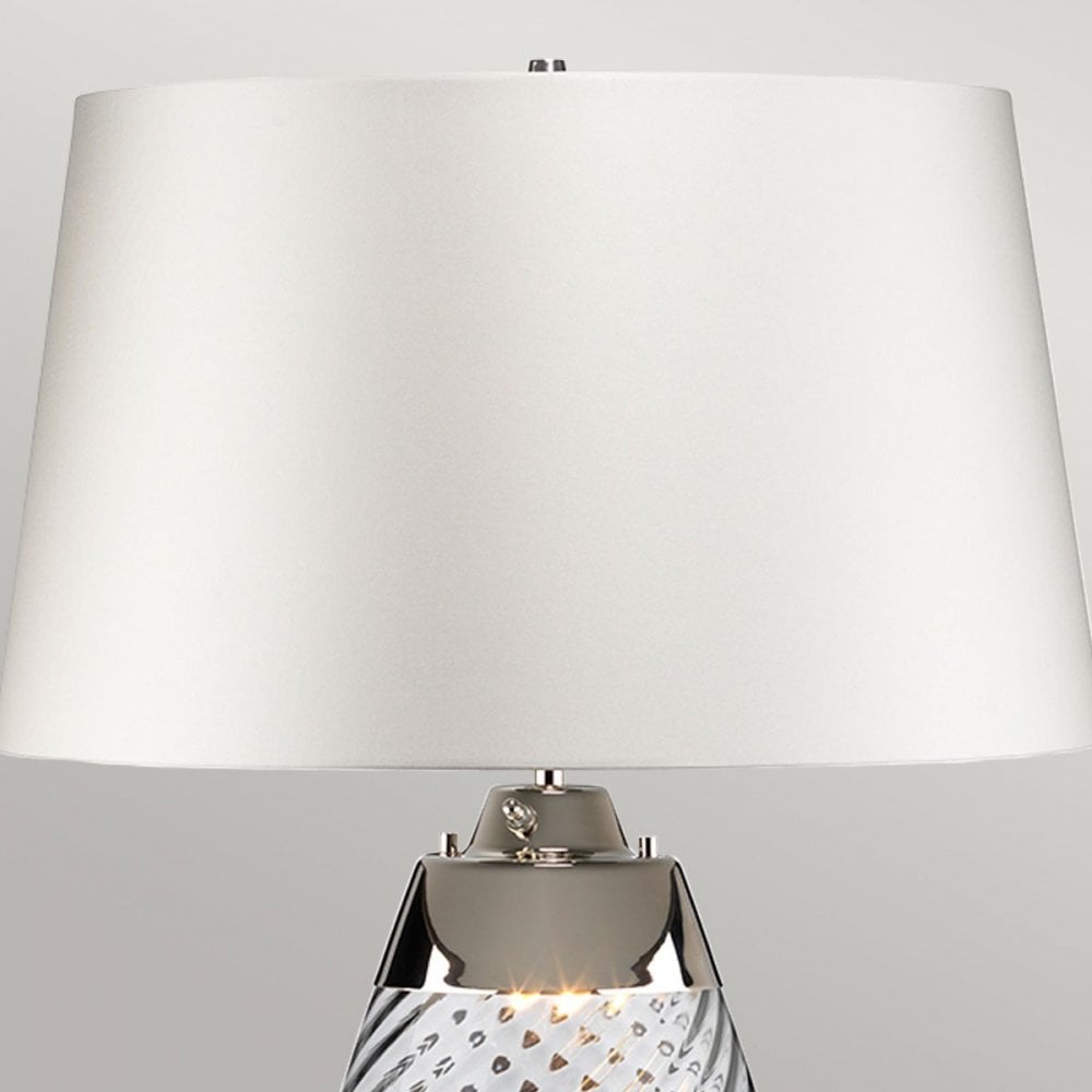 Elstead LENA-TL-L-SMOKE-OWSS Lena 2 Light Large Smoke Table Lamp with Off-white Shade Smoke-tinted Glass / Off-White Shade