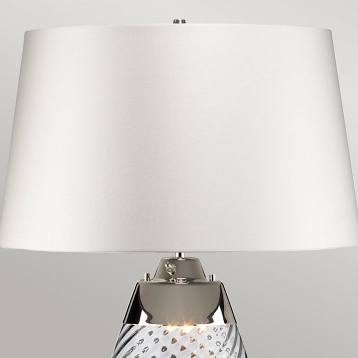 Elstead LENA-TL-L-SMOKE-OWSS Lena 2 Light Large Smoke Table Lamp with Off-white Shade Smoke-tinted Glass / Off-White Shade