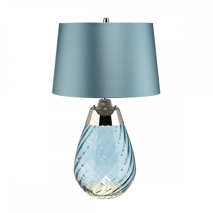 Elstead LENA-TL-S-BLUE Lena 2 Light Small Blue Table Lamp Blue-tinted Glass / Duck Egg Blue Shade