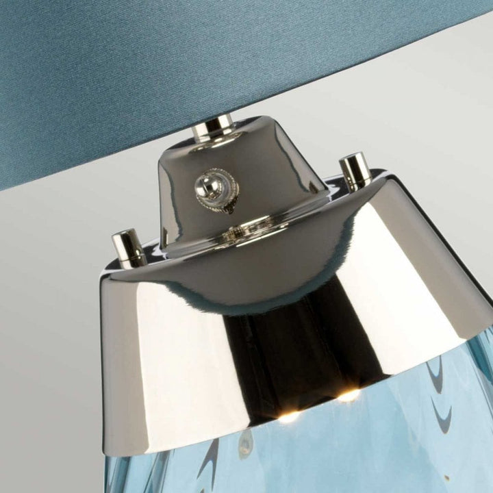 Elstead LENA-TL-S-BLUE Lena 2 Light Small Blue Table Lamp Blue-tinted Glass / Duck Egg Blue Shade