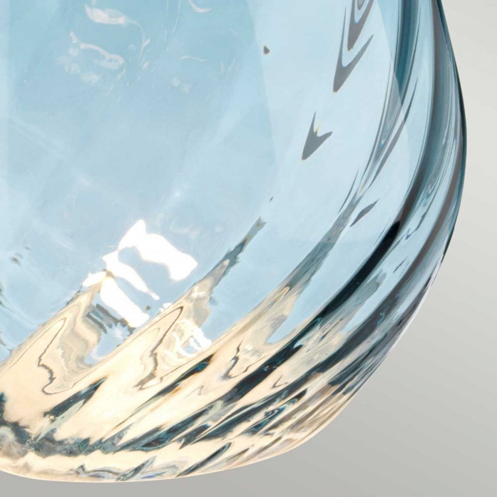 Elstead LENA-TL-S-BLUE Lena 2 Light Small Blue Table Lamp Blue-tinted Glass / Duck Egg Blue Shade