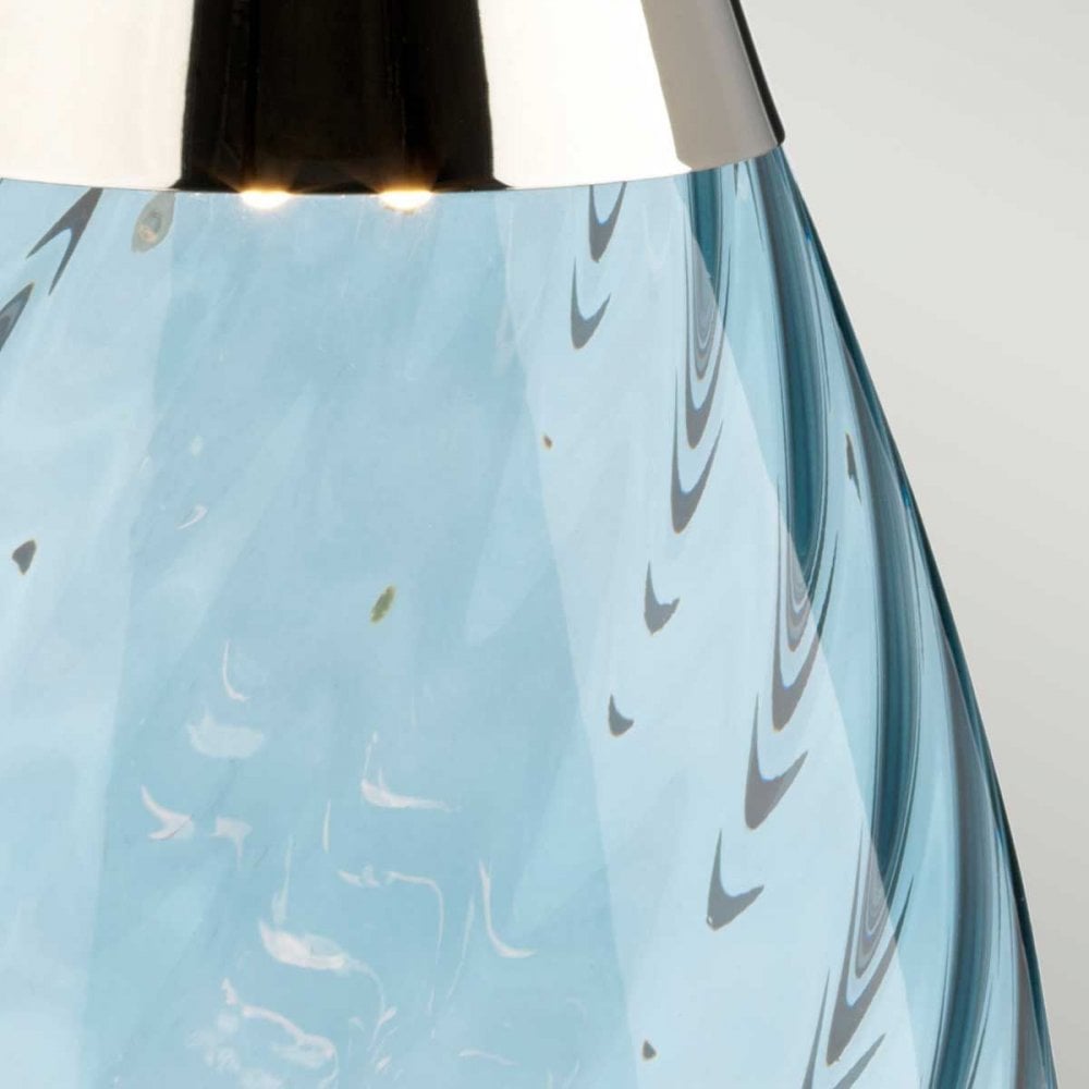 Elstead LENA-TL-S-BLUE Lena 2 Light Small Blue Table Lamp Blue-tinted Glass / Duck Egg Blue Shade