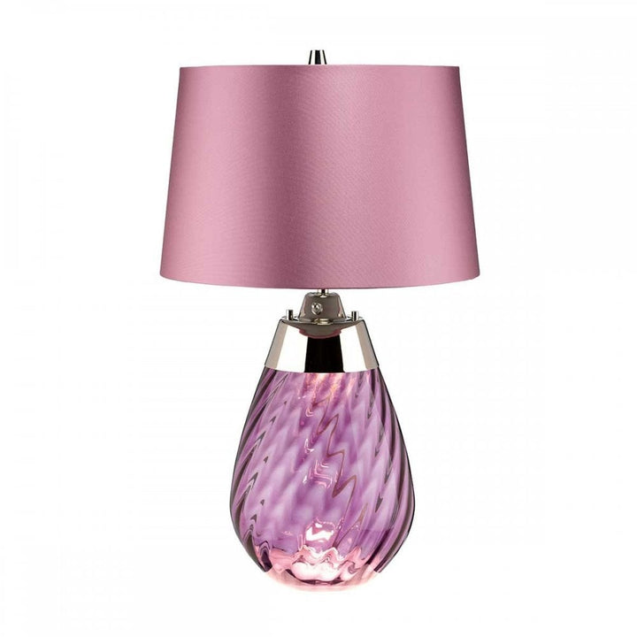 Elstead LENA-TL-S-PLUM Lena 2 Light Small Plum Table Lamp Plum-tinted Glass / Heather Shade