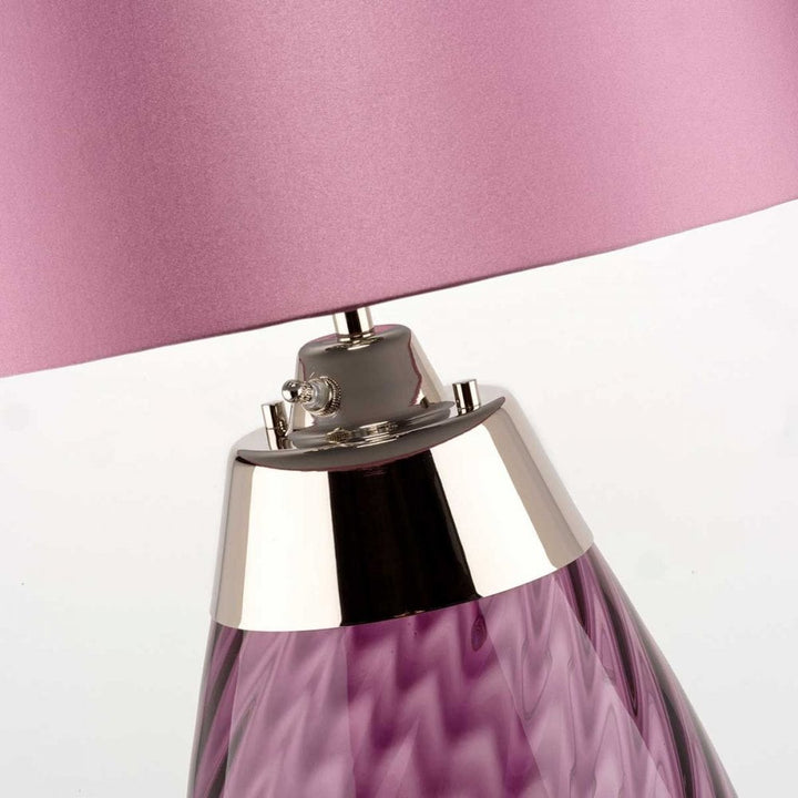Elstead LENA-TL-S-PLUM Lena 2 Light Small Plum Table Lamp Plum-tinted Glass / Heather Shade