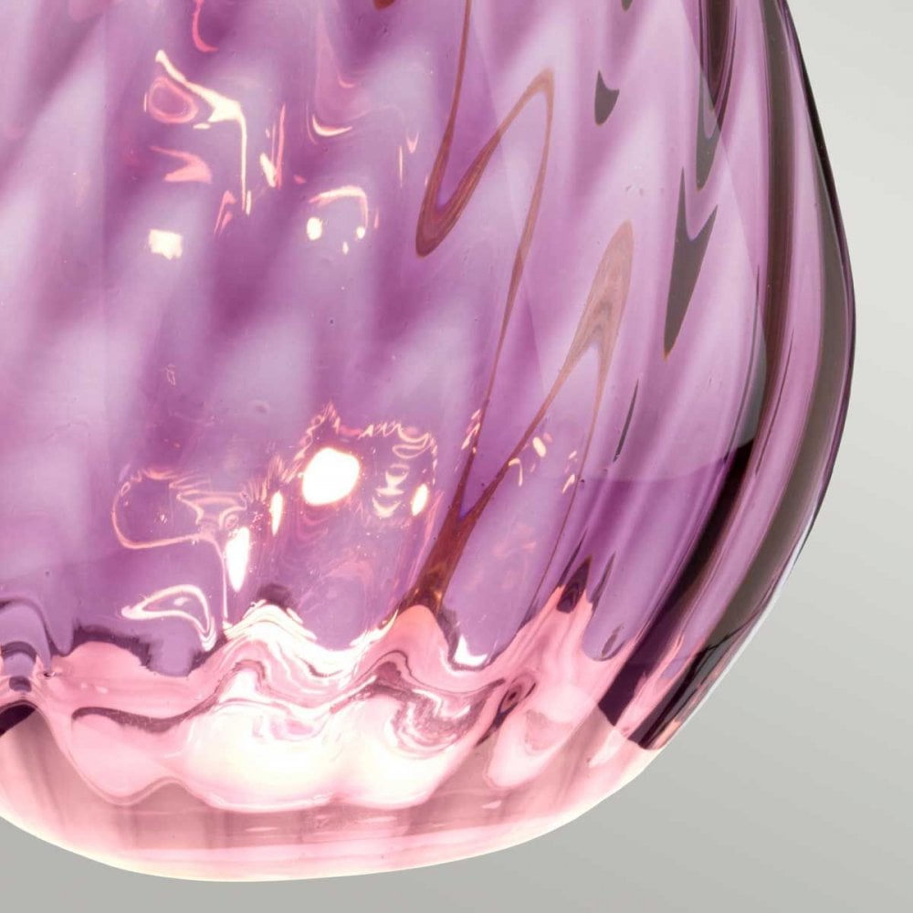 Elstead LENA-TL-S-PLUM Lena 2 Light Small Plum Table Lamp Plum-tinted Glass / Heather Shade