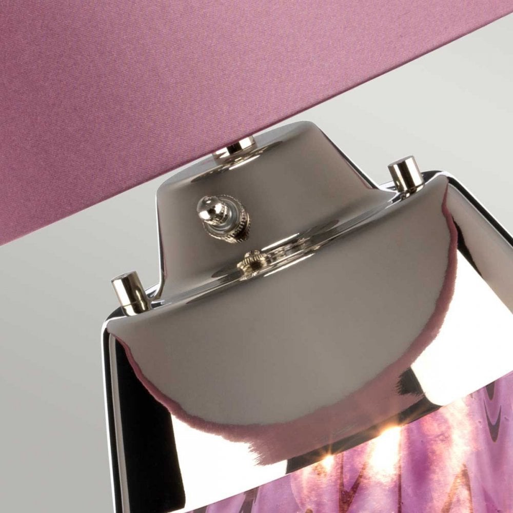 Elstead LENA-TL-S-PLUM Lena 2 Light Small Plum Table Lamp Plum-tinted Glass / Heather Shade