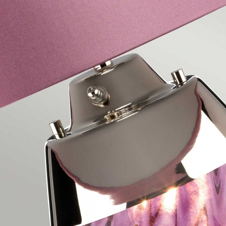Elstead LENA-TL-S-PLUM Lena 2 Light Small Plum Table Lamp Plum-tinted Glass / Heather Shade
