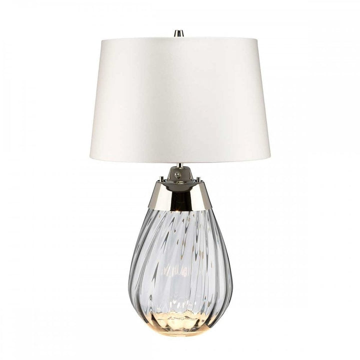Elstead LENA-TL-S-SMOKE-OWSS Lena 2 Light Small Smoke Table Lamp with Off-white Shade Smoke-tinted Glass / Off-White Shade