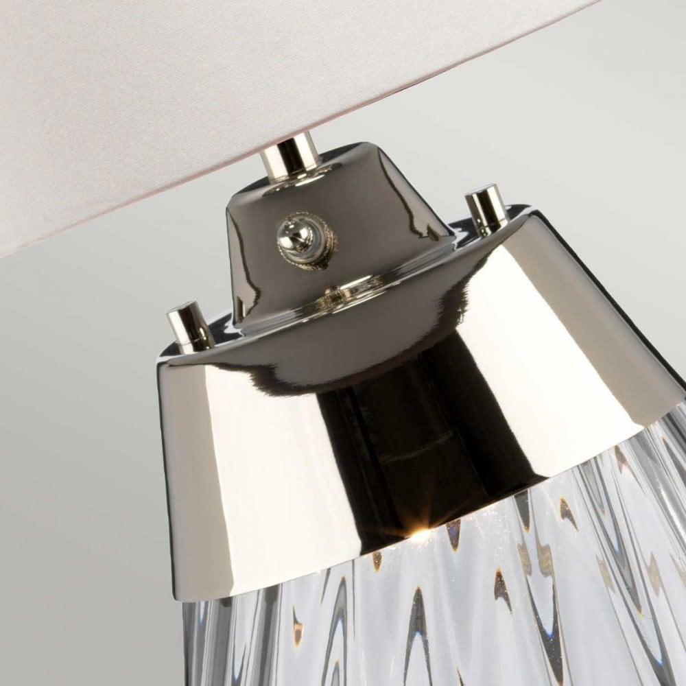 Elstead LENA-TL-S-SMOKE-OWSS Lena 2 Light Small Smoke Table Lamp with Off-white Shade Smoke-tinted Glass / Off-White Shade