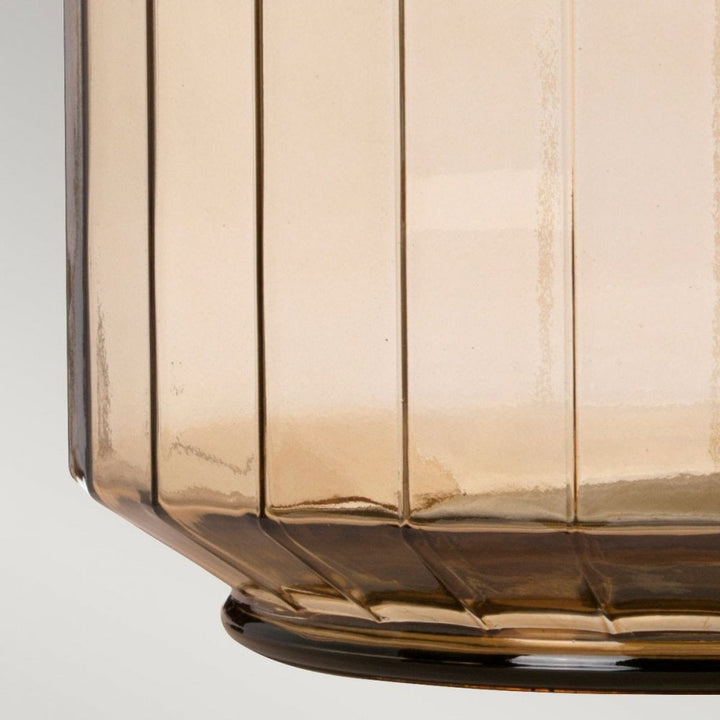 Elstead LUGA-TL-SMOKE Luga Table Lamp - Smoke Metalwork Aged Brass - Glassware Smoke - Wood Dark Stained