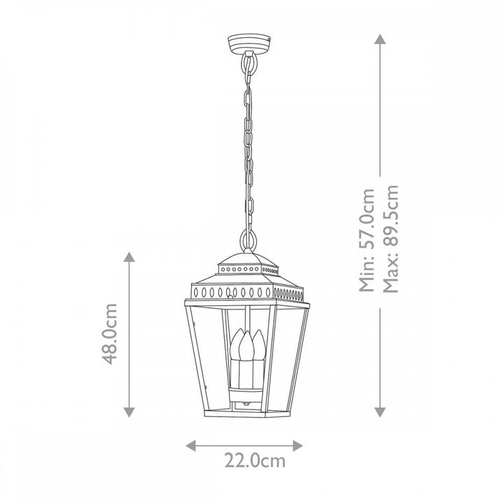 Elstead MANSION-HOUSE8-PN Mansion House 3 Light Chain Lantern Polished Nickel