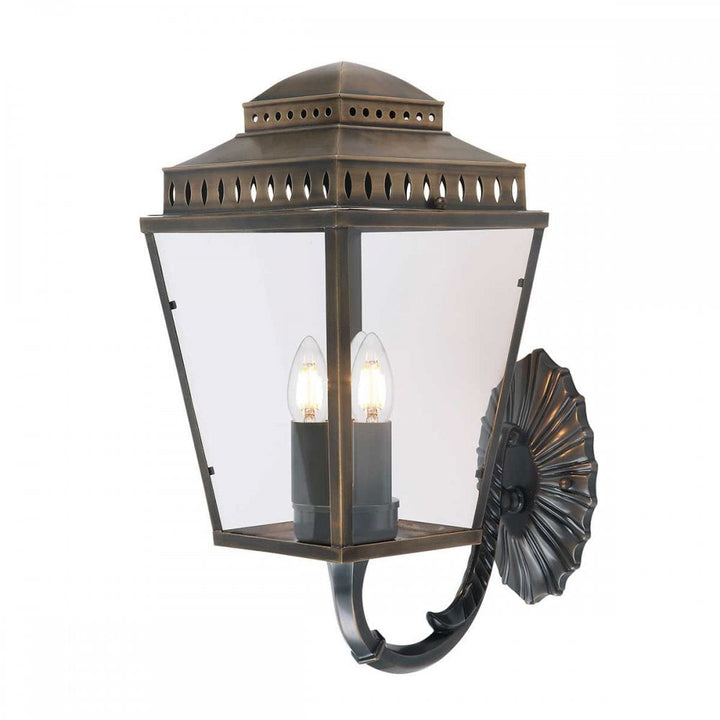 Elstead MANSION-HOUSE-WB1-BR Mansion House 3 Light Wall Lantern Aged Brass