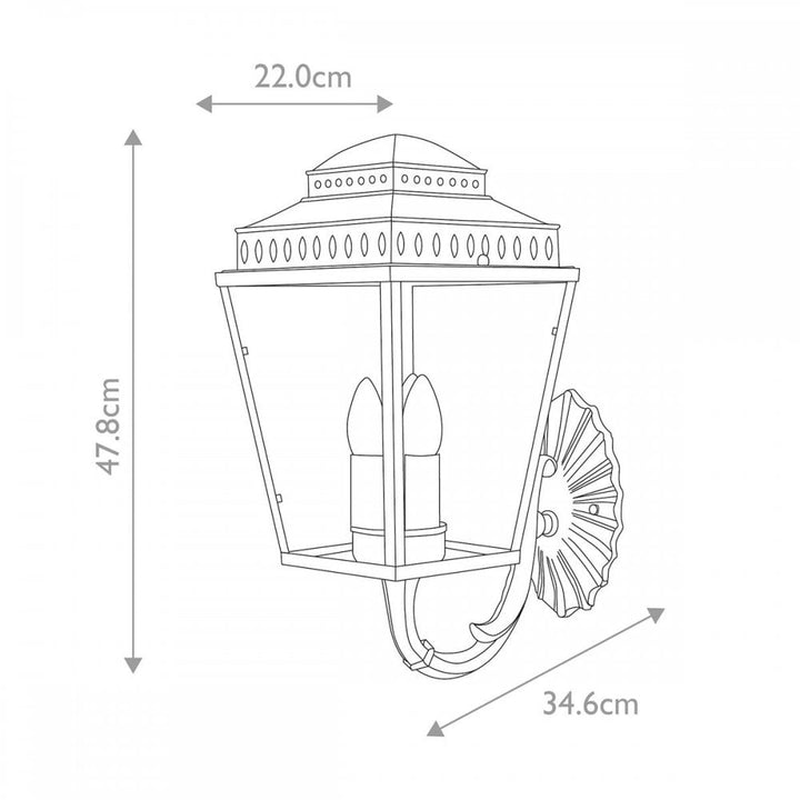 Elstead MANSION-HOUSE-WB1-BR Mansion House 3 Light Wall Lantern Aged Brass