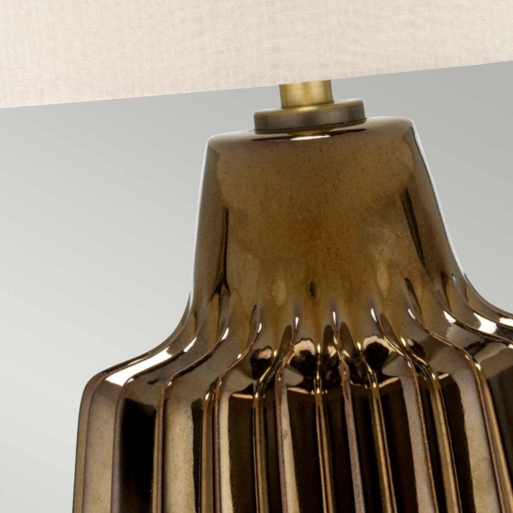 Elstead NEWHAM-TL-L Newham 1 Light Large Table Lamp Bronze Ceramic / Pearl shade