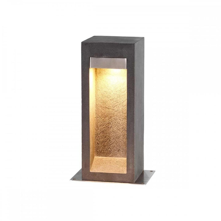 Elstead PARKSTONE-BOL-B Parkstone Medium LED Bollard Basalt Stone with Stainless Steel