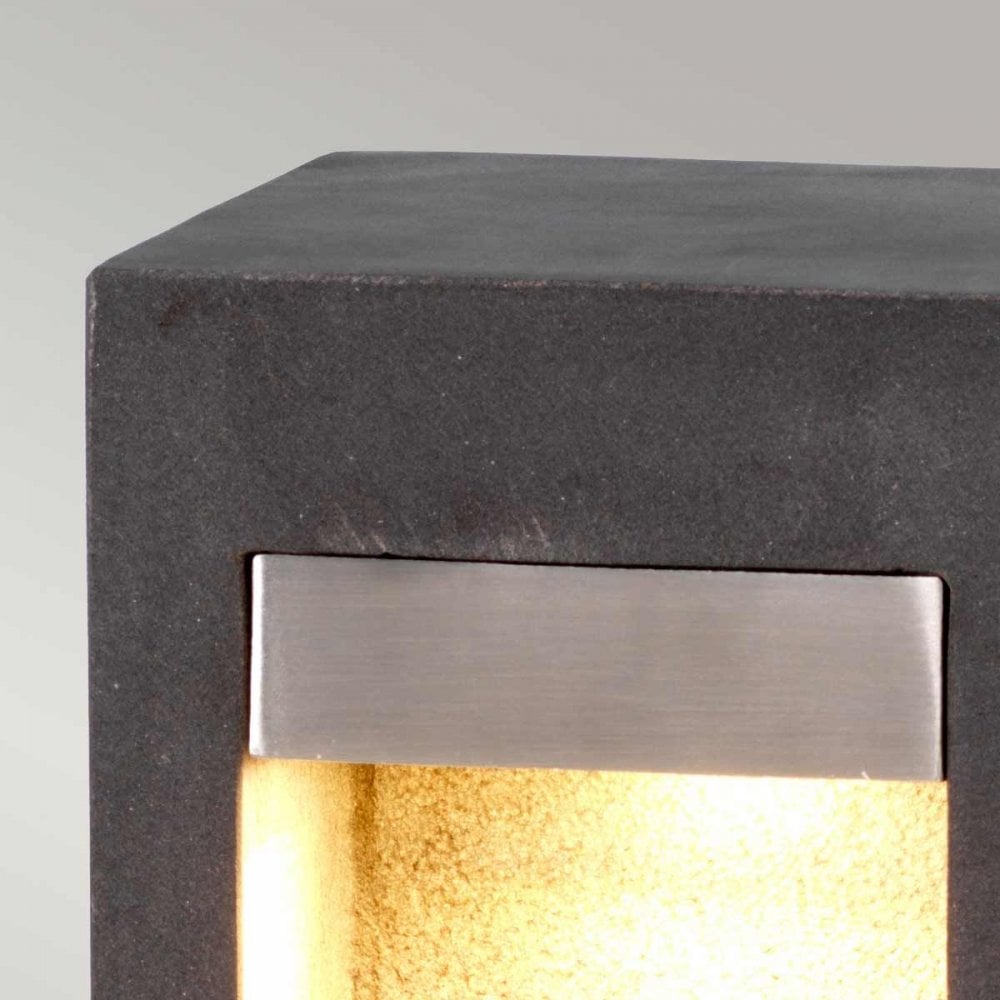 Elstead PARKSTONE-BOL-B Parkstone Medium LED Bollard Basalt Stone with Stainless Steel