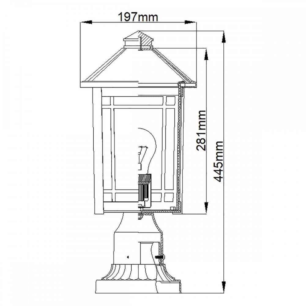 Quoizel QZ-CEDAR-POINT3-M-BK Cedar Point 1 Light Pedestal Black