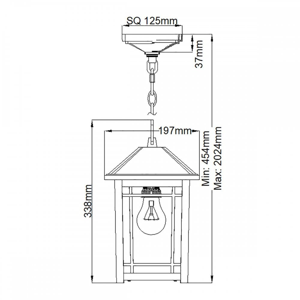 Quoizel QZ-CEDAR-POINT8-M-BK Cedar Point 1 Light Chain Lantern Black