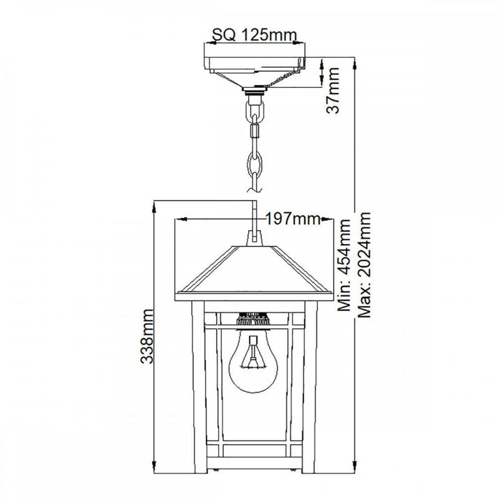 Quoizel QZ-CEDAR-POINT8-M-BK Cedar Point 1 Light Chain Lantern Black