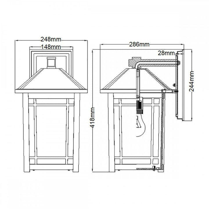 Quoizel QZ-CEDAR-POINT-L-BK Cedar Point 1 Light Wall Lantern - Large Black