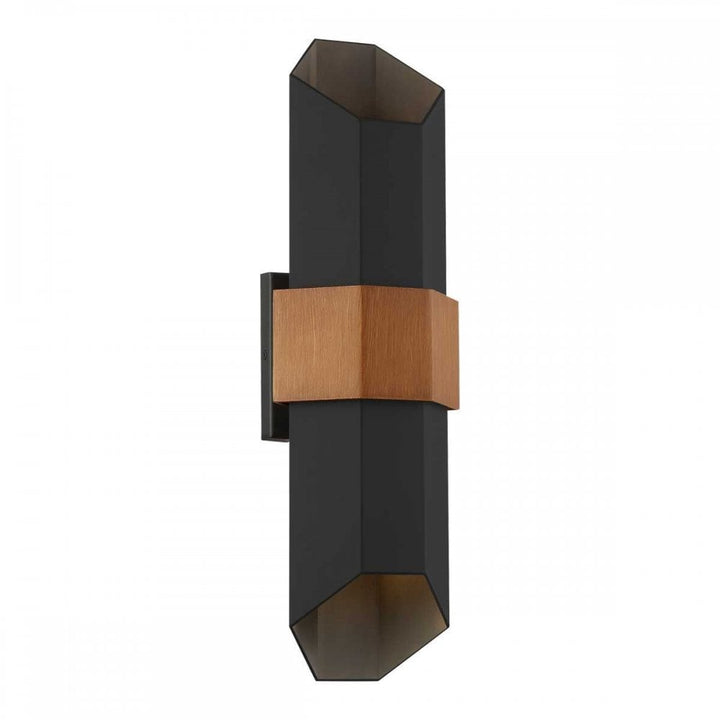 Quoizel QZ-CHASM-L-BKW Chasm LED Wall Lantern - Large Matte Black (with painted wood effect strap)