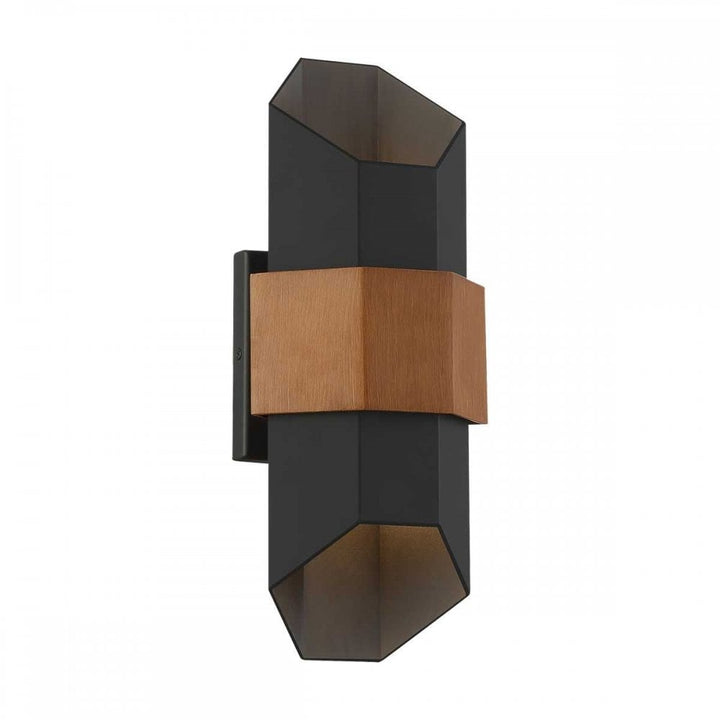 Quoizel QZ-CHASM-M-BKW Chasm LED Wall Lantern - Medium Matte Black (with painted wood effect strap)