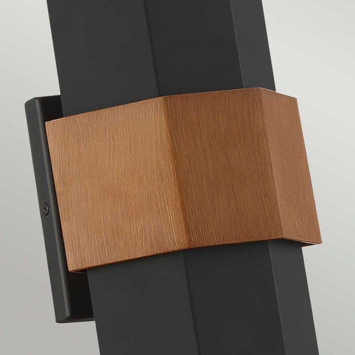 Quoizel QZ-CHASM-M-BKW Chasm LED Wall Lantern - Medium Matte Black (with painted wood effect strap)