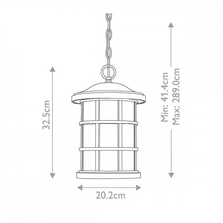 Quoizel QZ-CRUSADE8-BLK Crusade 1 Light Chain Lantern Earth Black