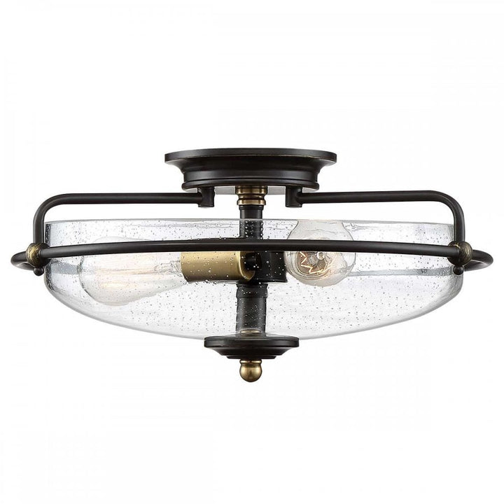 Quoizel QZ-GRIFFIN-F-C-PNAB Griffin 3 Light Flush Palladian Bronze with Weathered Brass Accents