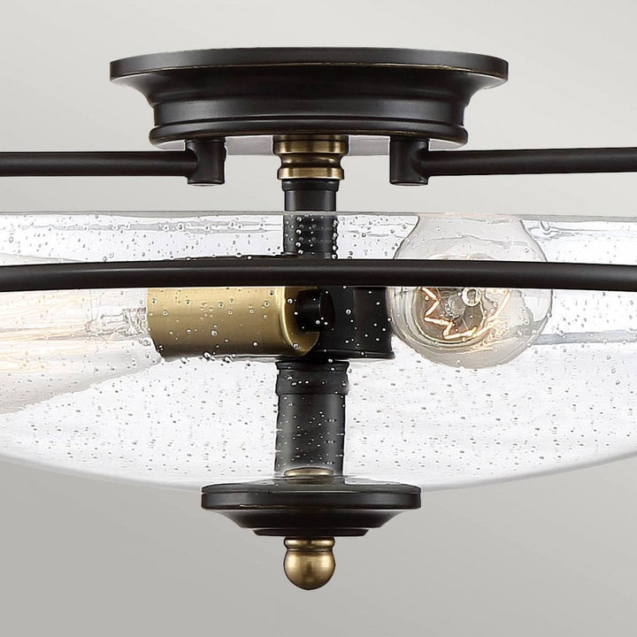 Quoizel QZ-GRIFFIN-F-C-PNAB Griffin 3 Light Flush Palladian Bronze with Weathered Brass Accents