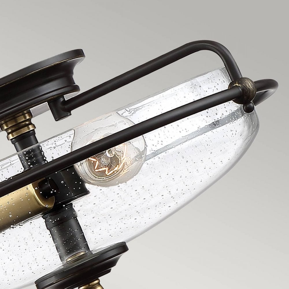 Quoizel QZ-GRIFFIN-F-C-PNAB Griffin 3 Light Flush Palladian Bronze with Weathered Brass Accents