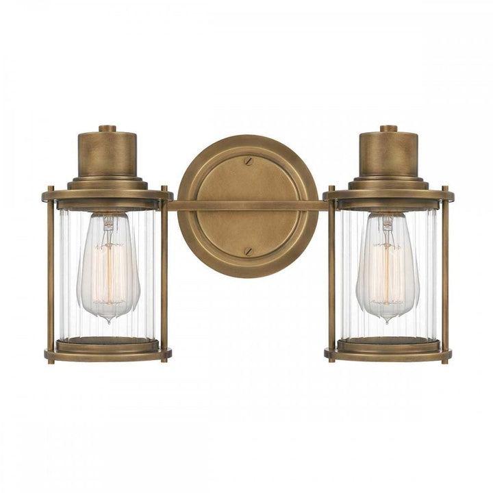 Quoizel QZ-RIGGS2-BATH-WS Riggs 2 Light Wall Light Weathered Brass