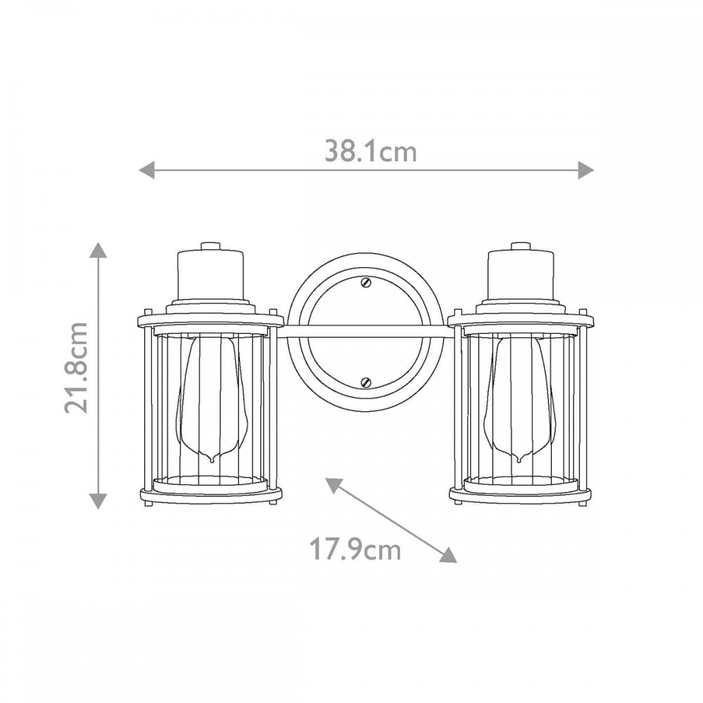 Quoizel QZ-RIGGS2-BATH-WS Riggs 2 Light Wall Light Weathered Brass