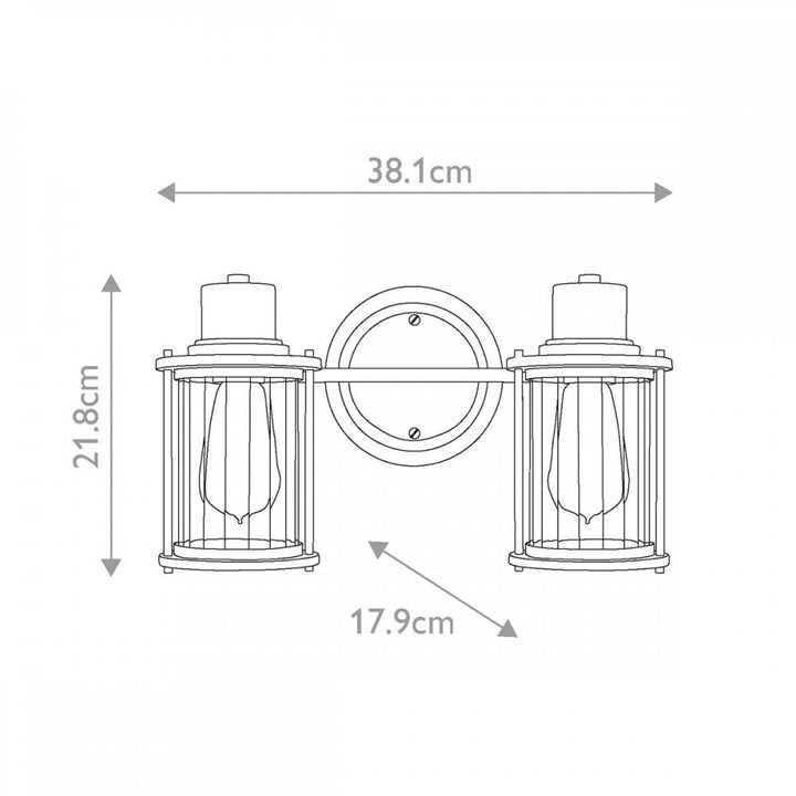 Quoizel QZ-RIGGS2-BATH-WS Riggs 2 Light Wall Light Weathered Brass
