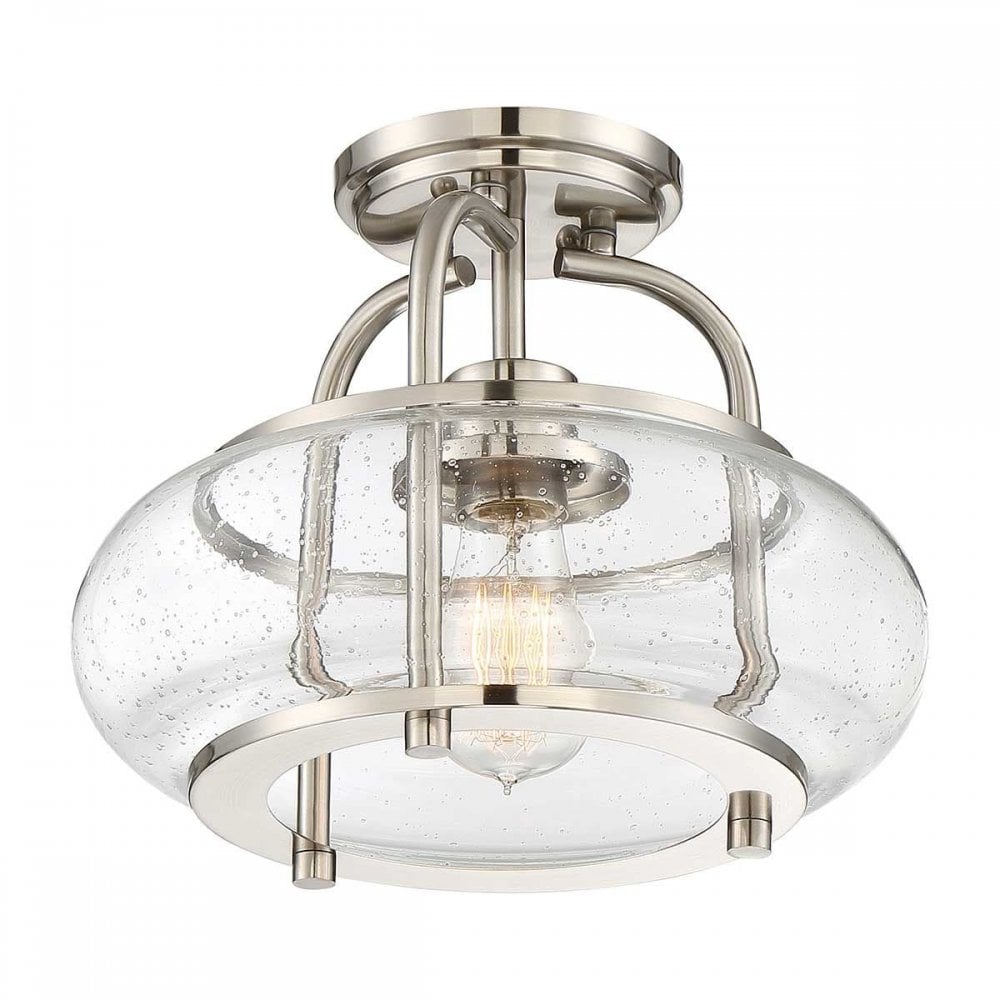 Quoizel QZ-TRILOGY-SFS-BN Trilogy 1 Light Semi-Flush Brushed Nickel