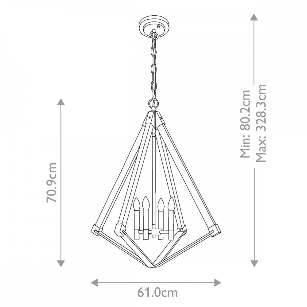 Quoizel QZ-VIEW-POINT-L View Point 4 Light Chandelier Whitewash Wood Effect and Weathered Brass
