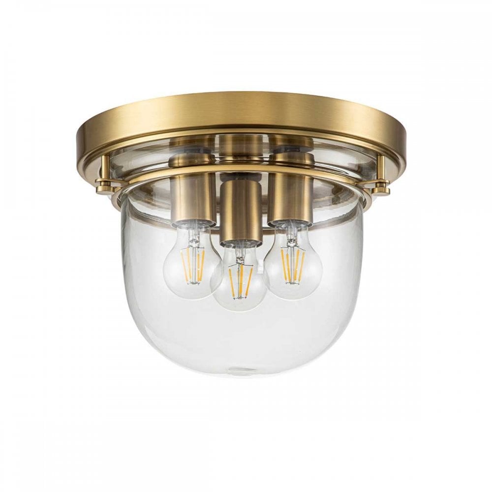 Quoizel QZ-WHISTLING-F-BB Whistling 3 Light Flush Brushed Brass